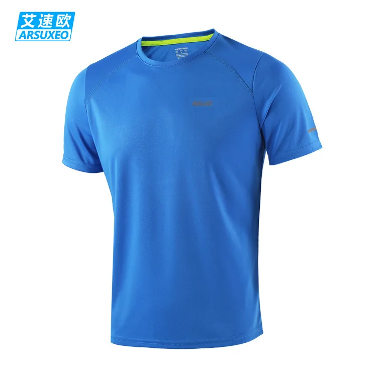 Man Blue ARSUXEO, футболки для бега, для мужчин и женщин, короткий рукав, спортивный костюм, для спортзала, кроссфита, фитнеса, футбола, Джерси, тренировочная футболка, для бега, Спортивная рубашка - Цвет: Man Blue