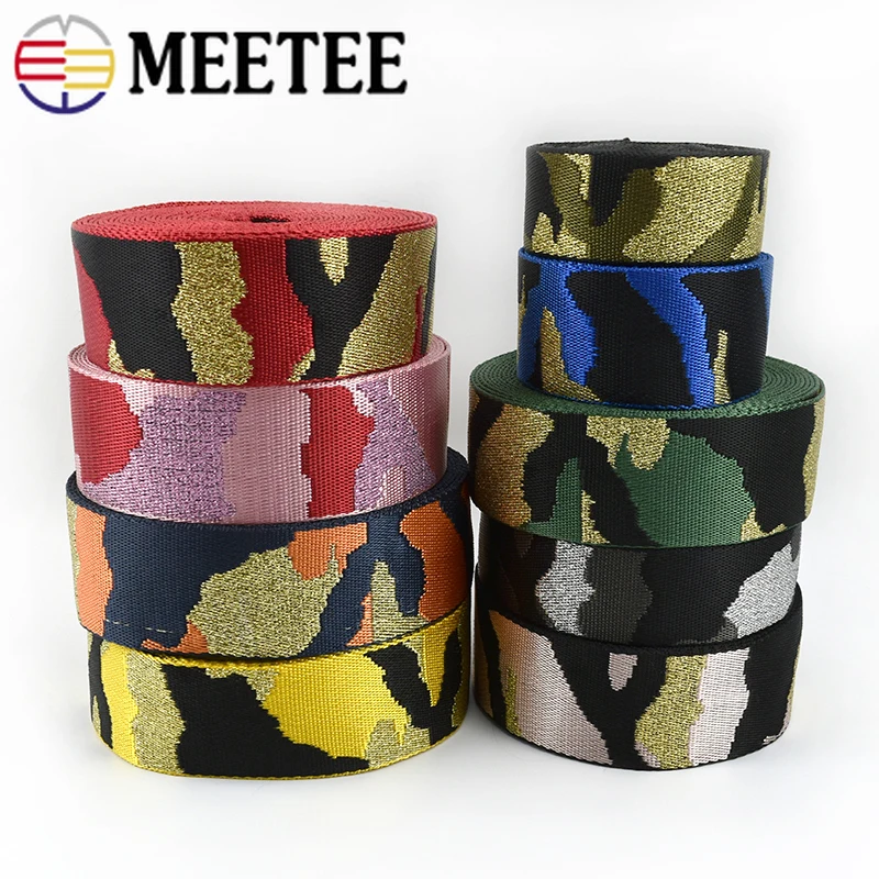 

Meetee 2Yards 38/50mm Nylon Polyester Jacquard Webbing Camouflage Tapes for Backpack Strap Garment Ribbon Sewing Decoration Band