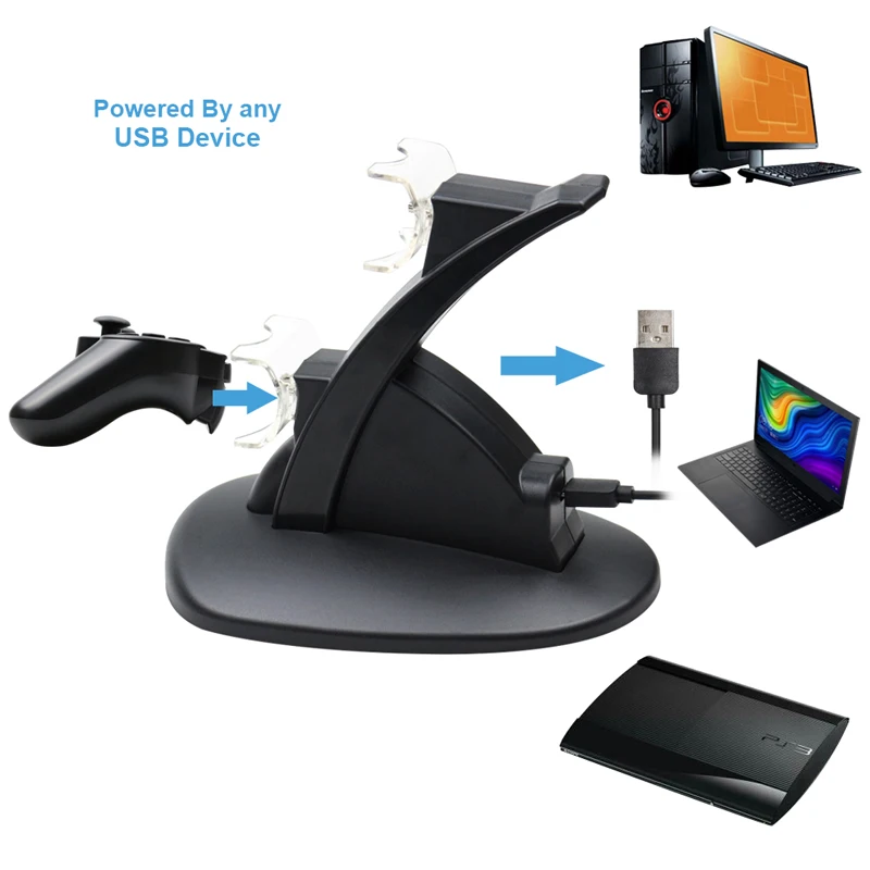 Usb зарядная док-станция для PS3 контроллер светодиодный светильник двойная зарядная подставка для sony playstation 3 геймпад контроллер аксессуары для видеоигр