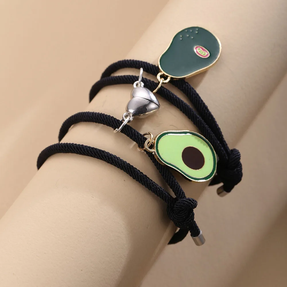 Модный милый браслет серебристого цвета с авокадо влюбленным сердцем для