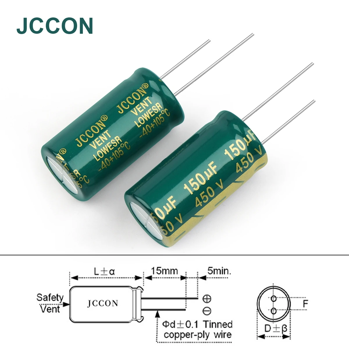 JCCON Aluminum Electrolytic Capacitor High Frequency Low ESR 450V 4.7UF 6.8UF 22UF 33UF 47UF 68UF 100UF 120UF 150UF