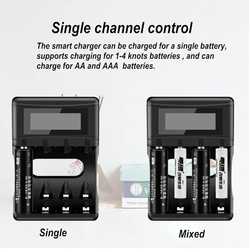 Leise зарядное устройство для аккумуляторов AA AAA 2a 3a nimh ЖК дисплей USB кабель