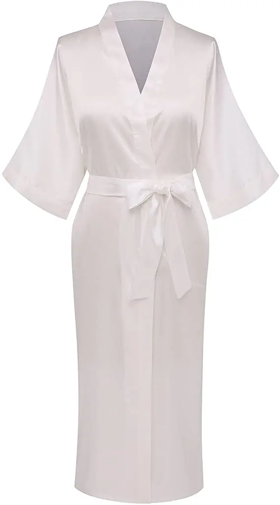 Халат-кимоно Женский Длинный атласный Шелковый Свадебный халатик для невесты и
