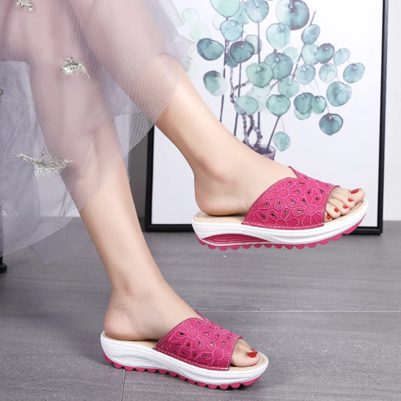 

High Quality Fashion Slippers Women Shoes 2022 New Summer Casual Wedges Platform Shoes Ladies Beach Shoes Plus Size Promotion