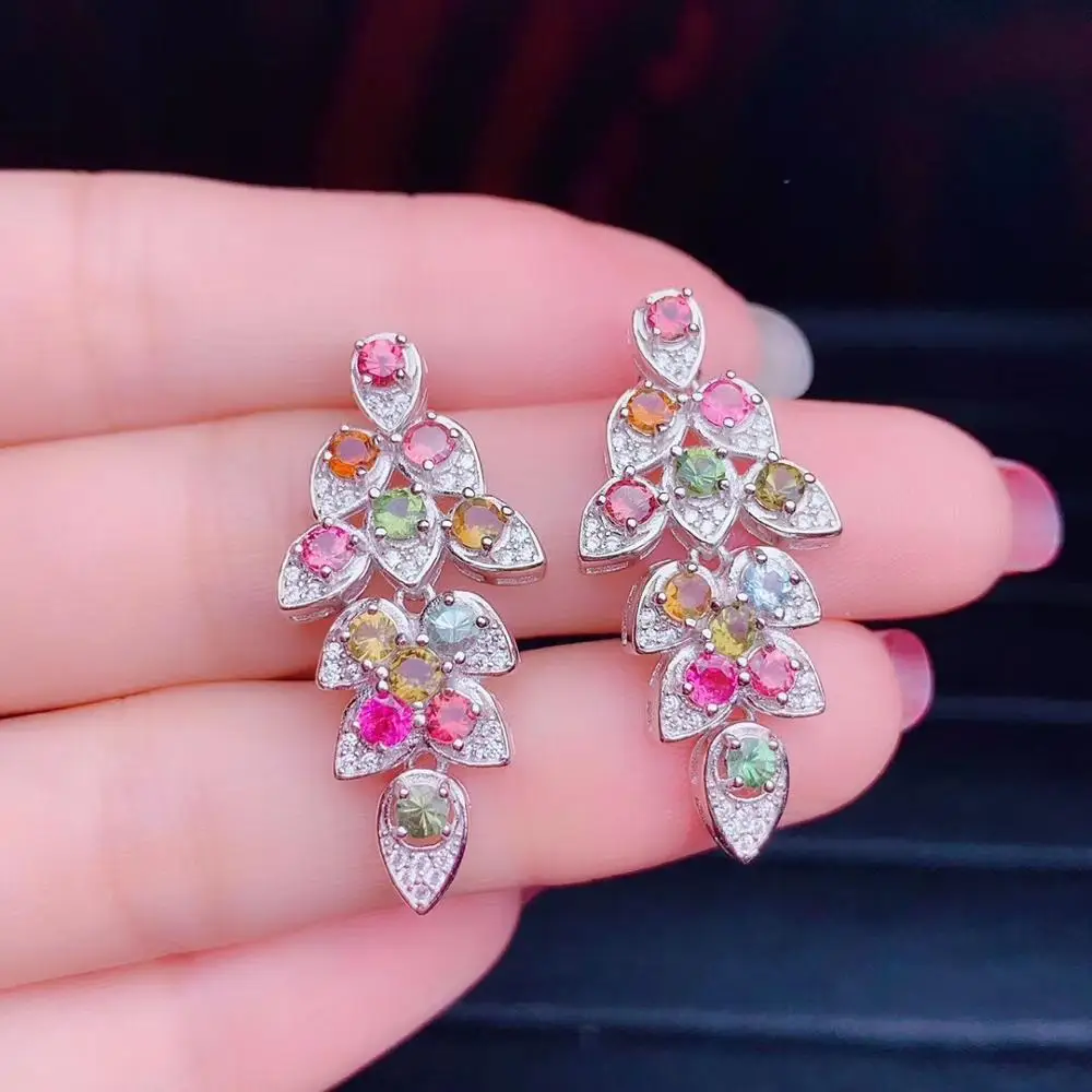 

Серьги женские из серебра 925 пробы, с натуральным турмалином
