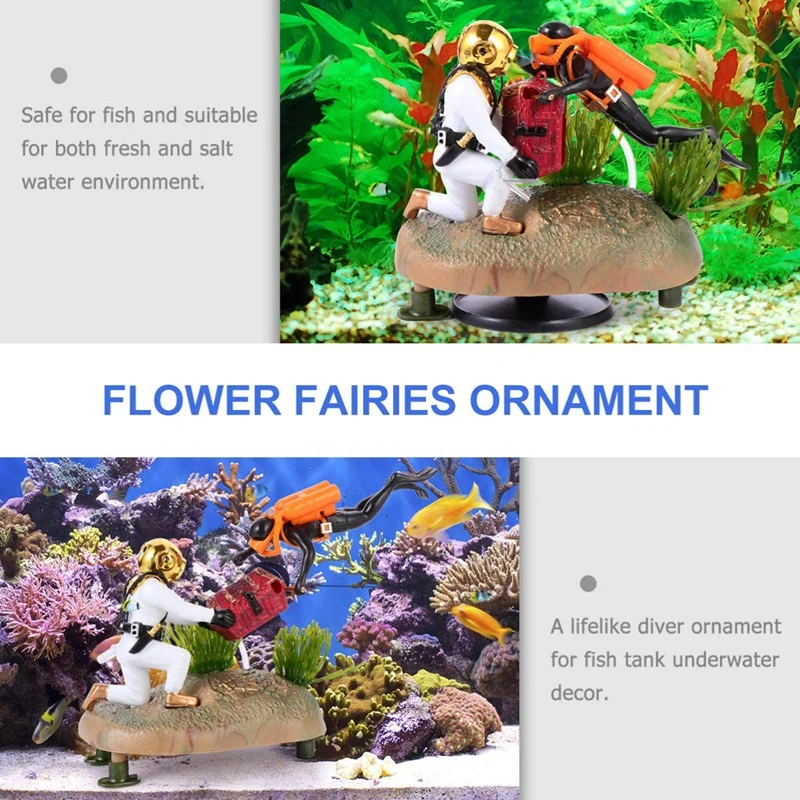 Aquarium Treasure Chest Diver Floating Fish Tank Landscape Ornament Decoration | Дом и сад