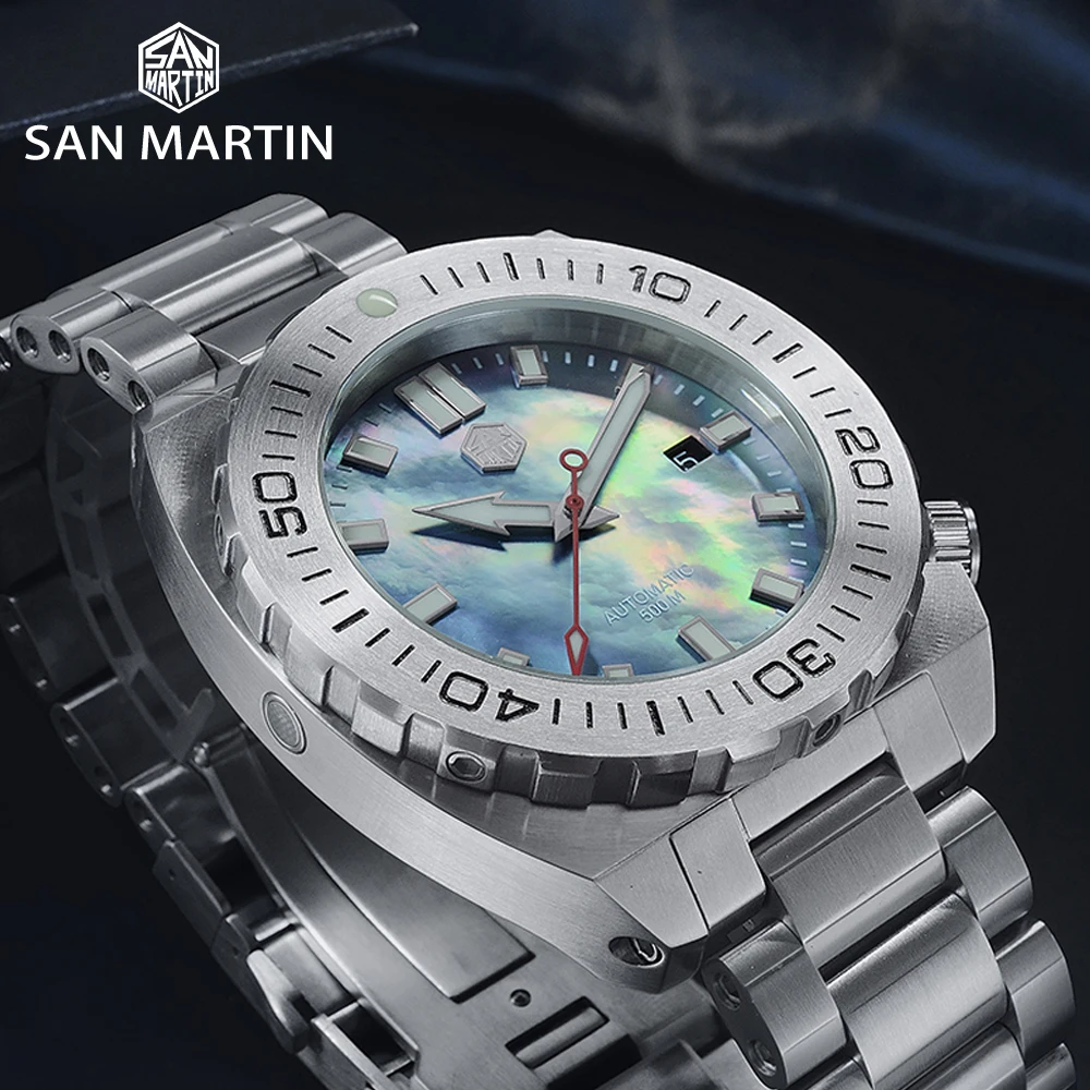 San Martin Diver часы Мужские механические часы Автоматические сапфировые водонепроницаемые 500 м светящиеся из нержавеющей стали Ограниченная серия