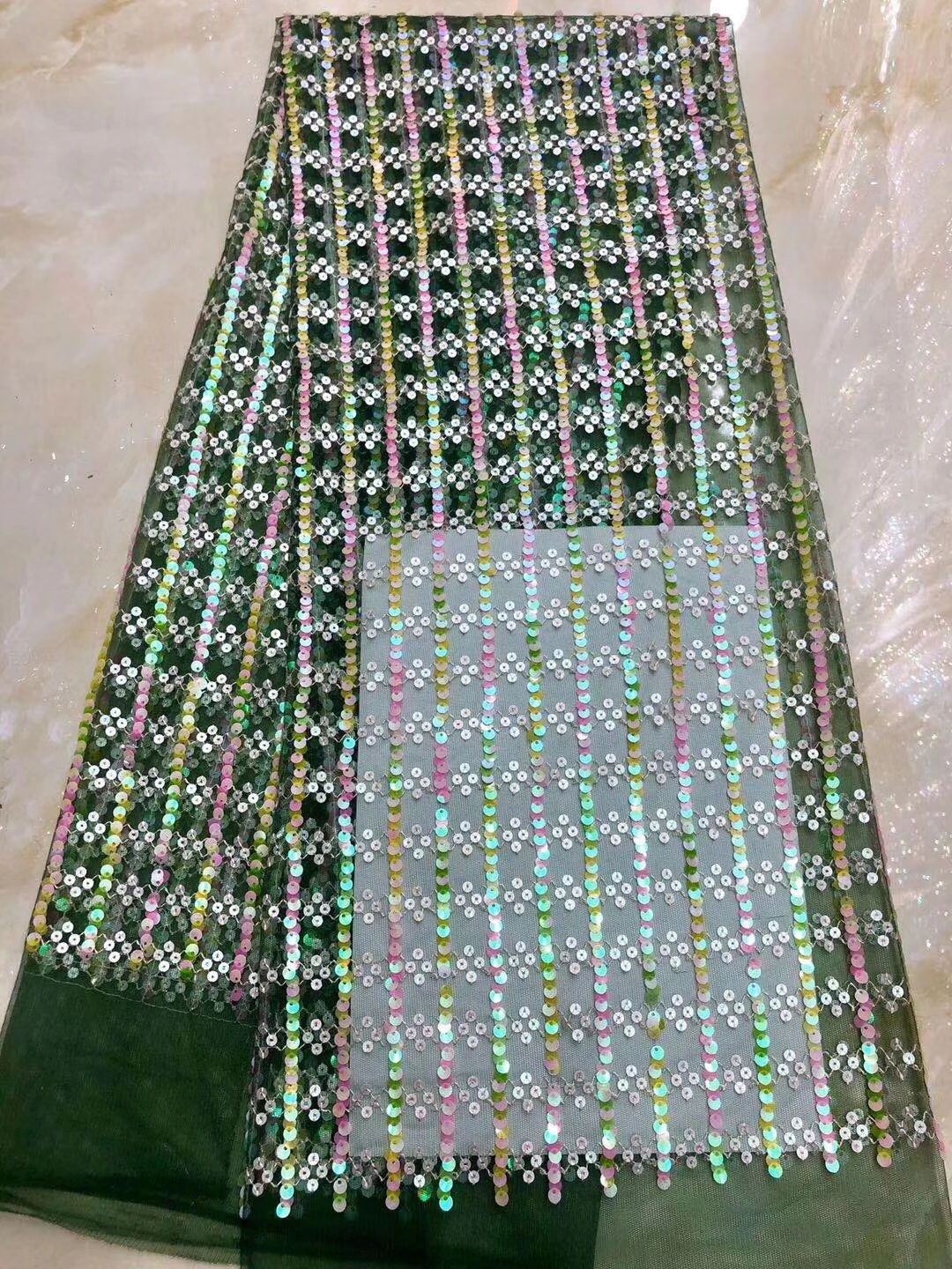 

Многоцветная нигерийская кружевная ткань 2020, Высококачественная кружевная ткань с блестками, вышитая тюль, африканская сетка, кружевная ткань для вечеринки LJY20101