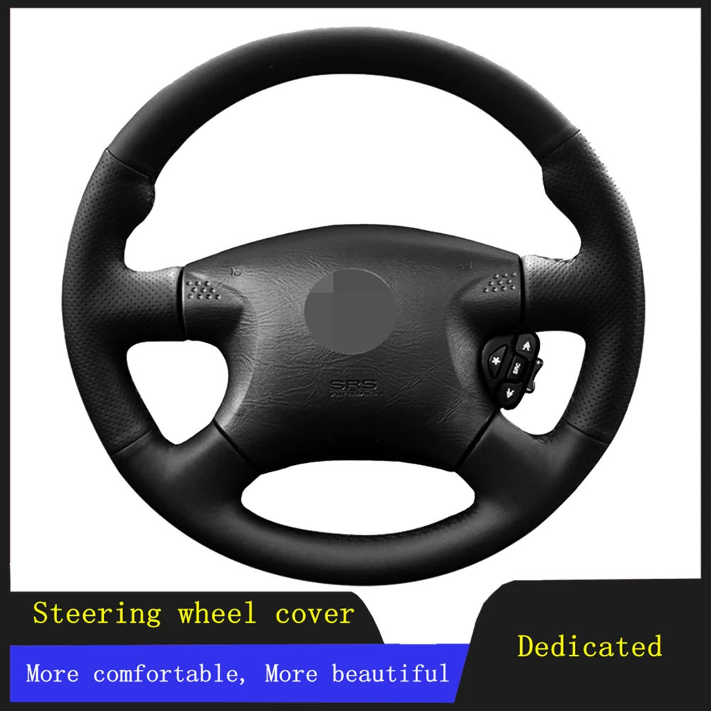 

DIY Car Accessories Steering Wheel Cover Black Hand-stitched Comfortable And Soft Genuine Leather For Nissan Almera 2000-2003