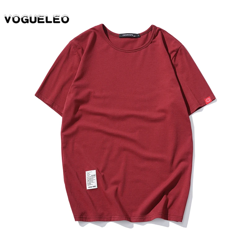 Мужская хлопковая футболка VOGUELEO повседневная Однотонная в стиле хип хоп размеры