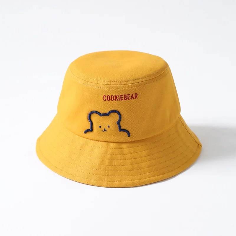 

New Kpop Bucket Hat Women Embroidery Letters Double Side Cotton Reversible Sun Protection Cap Men's Panama Hat Fisherman Hats
