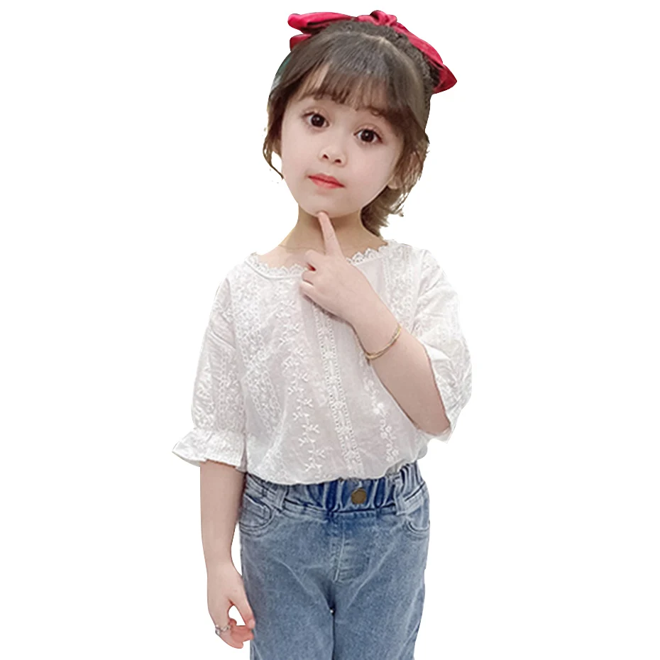 Футболка для маленьких девочек футболка с вышивкой цветочным принтом