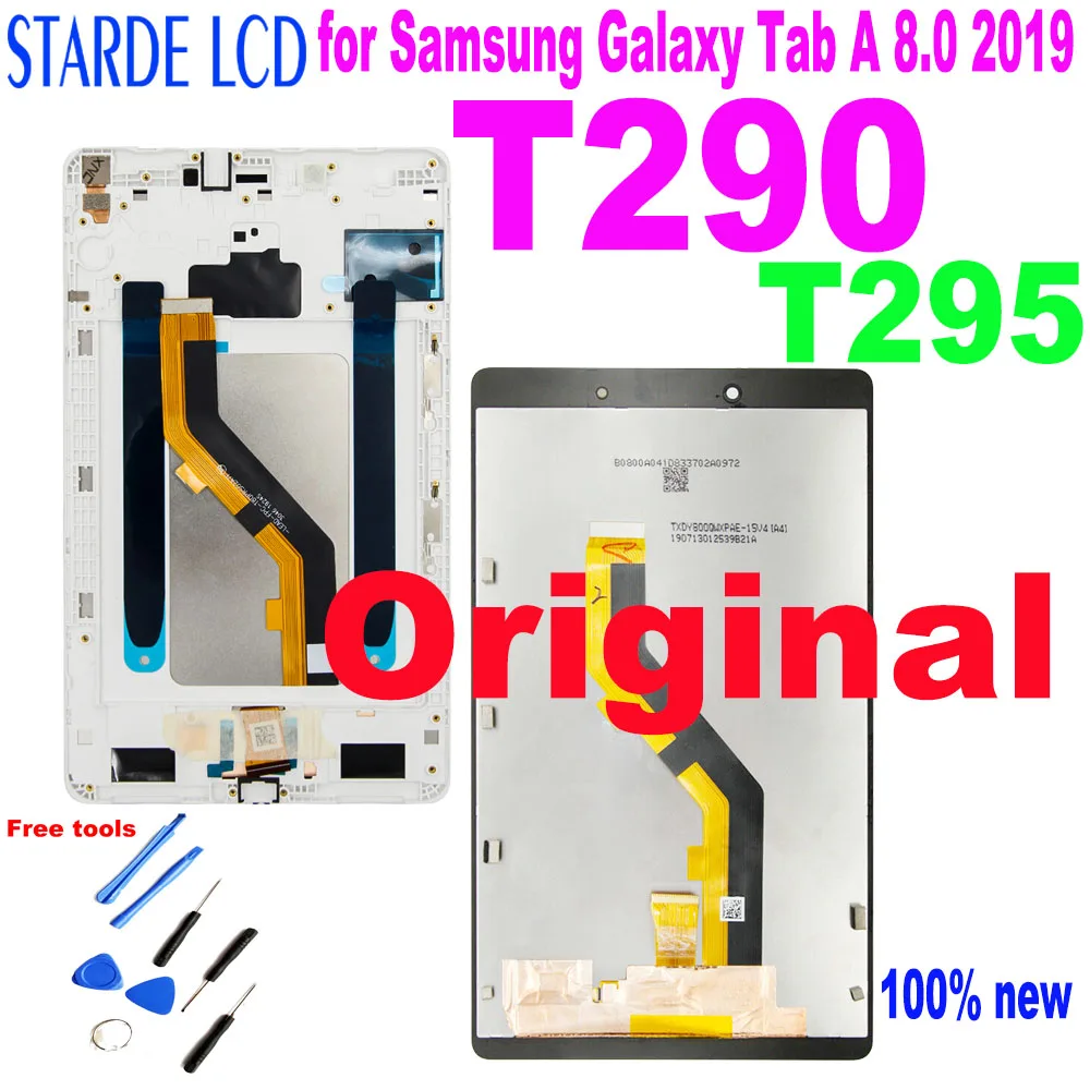 

100% Original LCD for Samsung Galaxy Tab A 8.0 2019 SM-T290 SM-T295 T290 T295 LCD Display Touch Screen Digitizer Assembly Frame