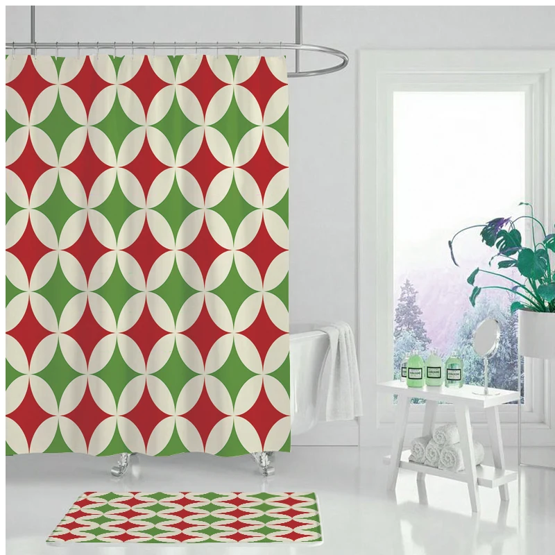Современная занавеска для душа три цвета Геометрическая водонепроницаемая
