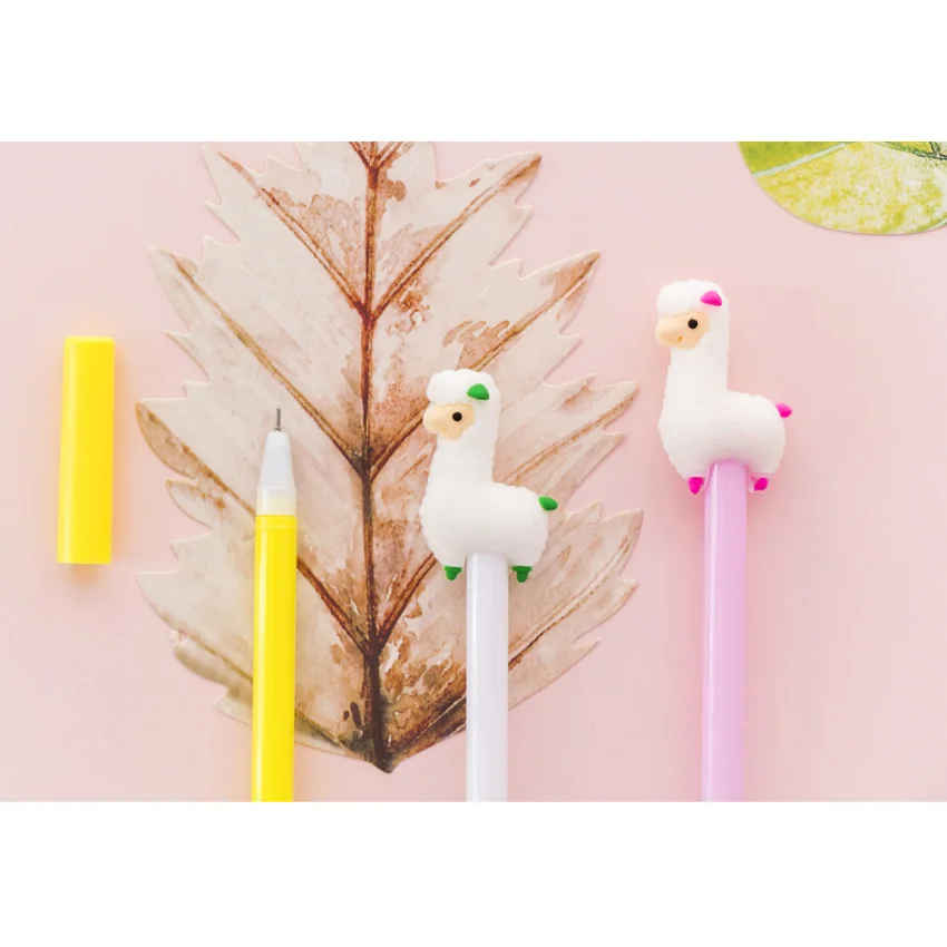 30 шт./лот гелевая ручка с мультяшным альпаком для письма черная Креативные