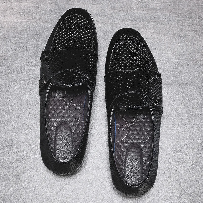 

Crocodile Skin Loafers Men Leather Shoes Summer Slip On Casual Black Dress Shoes Man Big Size 38-48 Comfortable Flat