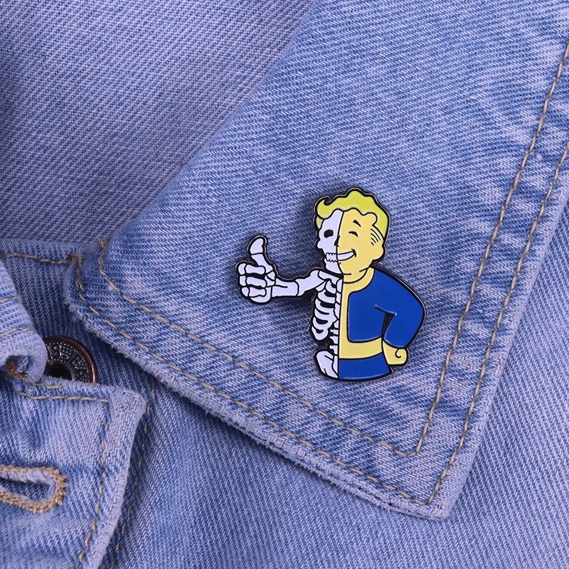 Fallout skull thumbs up эмалированная булавка для мальчиков дает вам его подпись так что вы