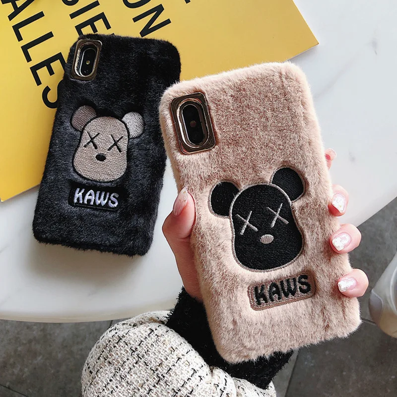 Плисовые вышитые футболка Принт &quotМедвежонок&quot мышки cutefashion простой мобильный