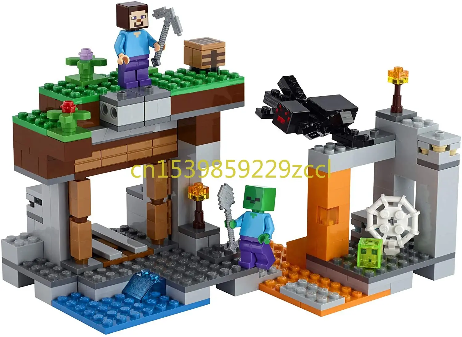 

281pcs The Abandoned Mine Model 1047 Building Blocks With MyWorld Action Figures Bricks Set Gifts Educational Toys For Children