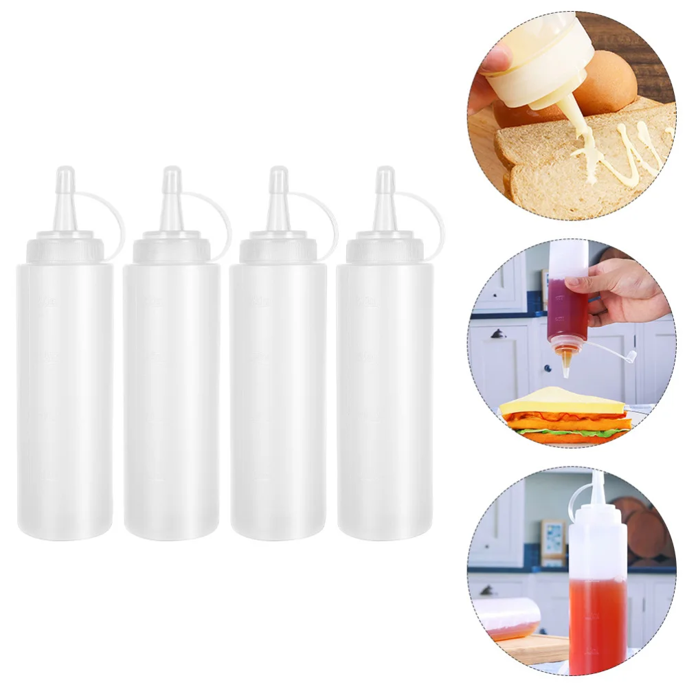 

4pcs Squeeze Sauce Bottles Squeeze Bottles Sauce Bottles (White)