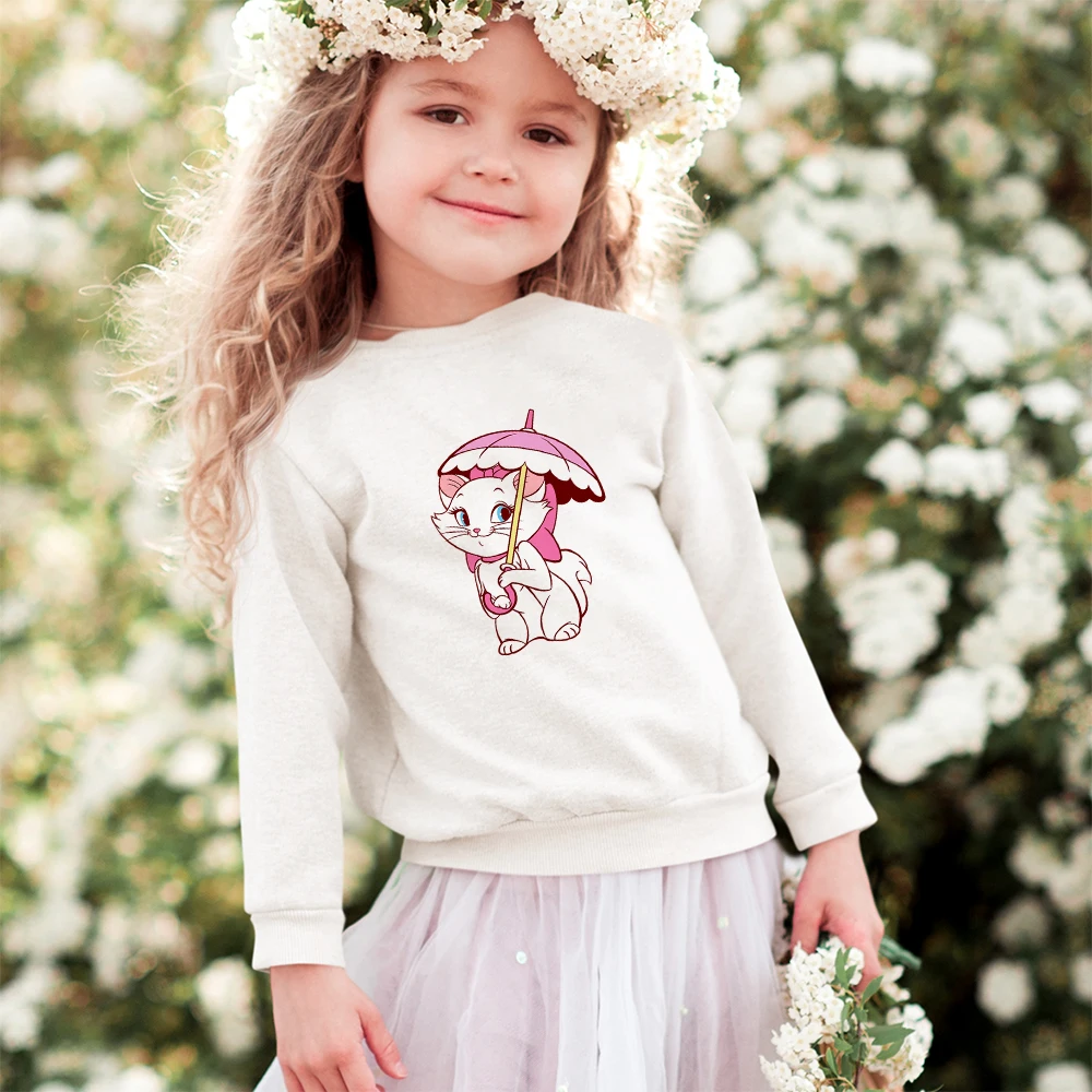 

Aristocats Fashion Print Kid White Disney Sweatshirts Dropship Comfort Hot Selling Children Hoodies Harajuku Style Pullover 3-8T