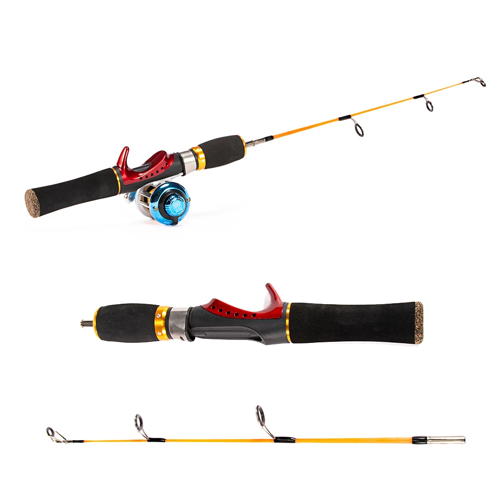 

2 Section 52cm Fishing Rod Reel Wheel Set W/ Lures Ice Fishing Boat Raft General Purpose Portable Travel Fish Tackle Pesca Iscas