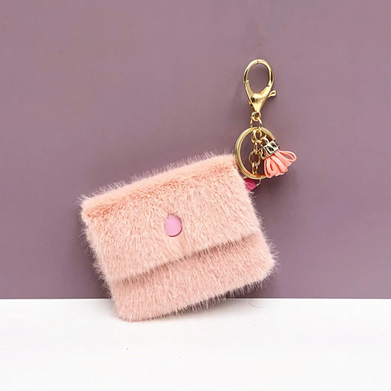 Кошелек для ключей карамельных цветов плюшевый монет чехол декоративный милый