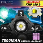 Самая мощная полнота XHP199.9 светодиодный налобный фонарь 7800 мАч 18650, рыболовный светильник с USB головкой, Lampe Zoom, походный велосипедный светильник, внешний аккумулятор 20000LM