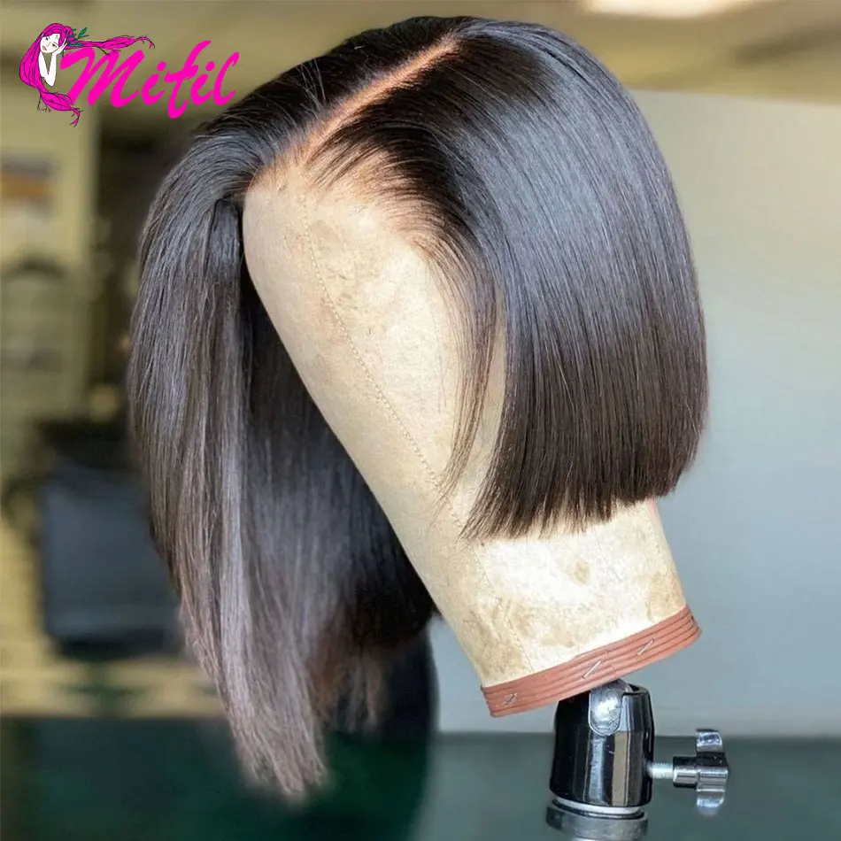 

8-14 Inch Straight Bob Wig 4x4 Closure Human Hair Wigs Brazilian Remy Hair Pre Plucked Short Bob Closure Wigs For Black Women