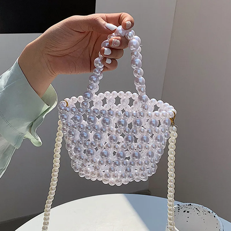 

Fashion Luxury Handmade Beaded Retro Pearl Woven Crossbody Bags Mini Female Designer BanquetLeisure Shoulder Bags Party Handbag