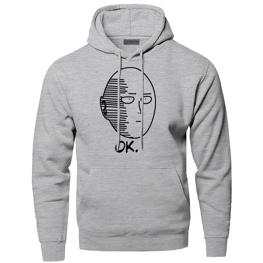 One Punch Man толстовка мужская OK Saitama толстовки зима осень теплая забавная уличная одежда с японскими аниме-принтами спортивная одежда