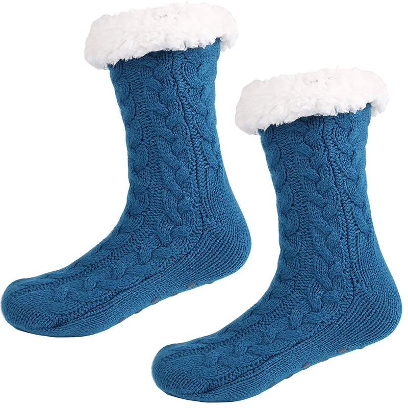 Winter Warm Slipper Socks Women Kawaii Christmas Fuzzy Fluffy Cozy Cute Knit Fleece Soft Thick New Year Gift Non Slip Socks
