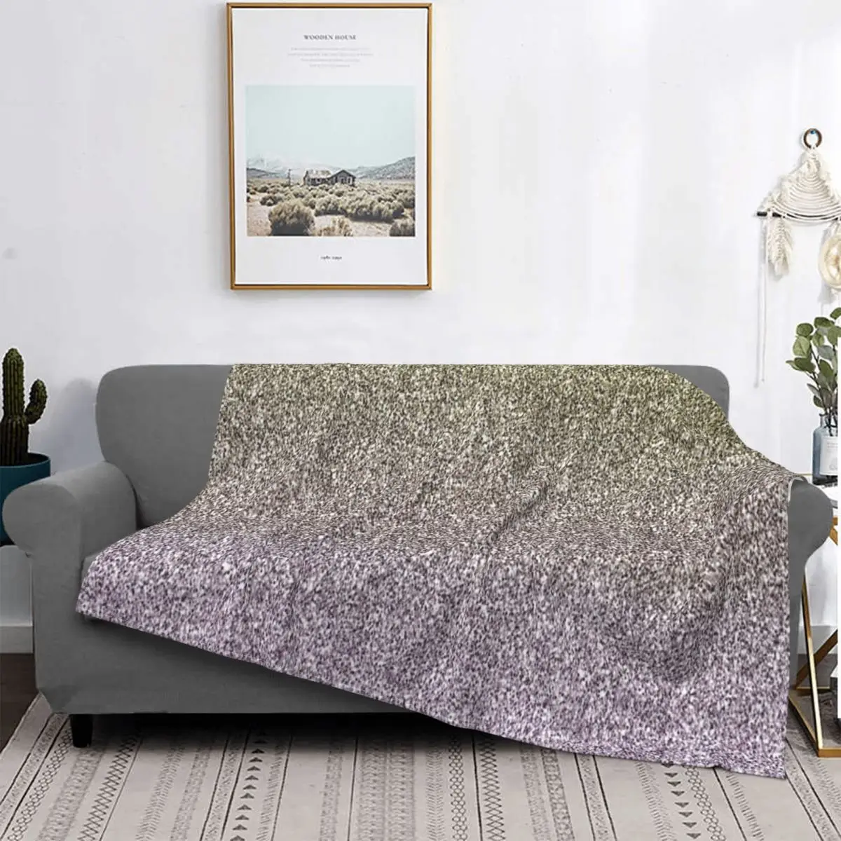 

Glam-Manta de muselina a cuadros para cama, colcha con purpurina, color dorado y morado, mullida, pickick