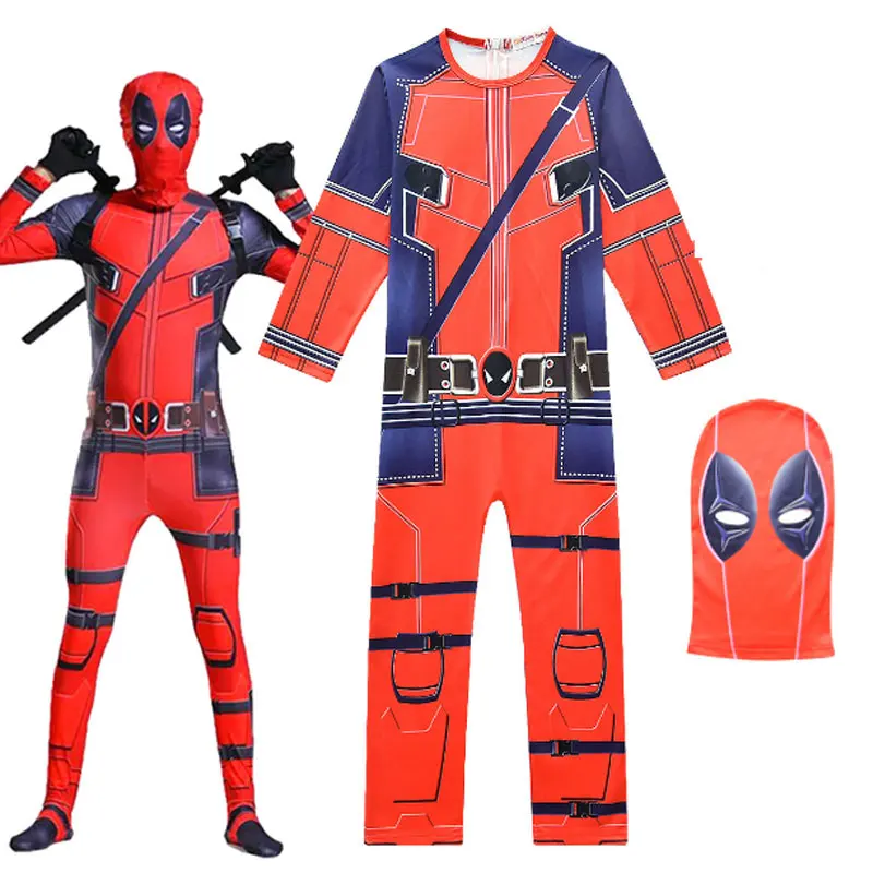 Детский маскарадный костюм супергероя для мальчиков Дэдпула Хэллоуина цельное