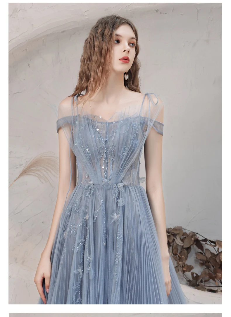 long sleeve formal dresses Elegant Spaghetti Strap Evening Dress Off Shoulder A-Line Floor Length Banquet Dress Appliques Lace-Up Pageant Party Gown evening maxi dresses