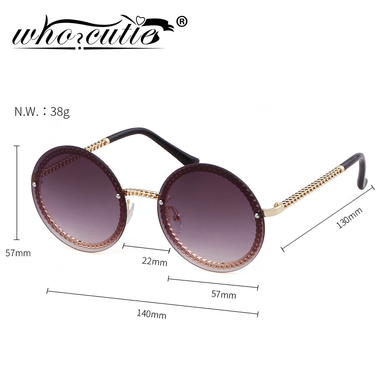 Vintage Round Sunglasses Women with Pearl Chain Accessory 2019 Luxury Brand Design Retro Gold Frame Sun Glasses Female Shades