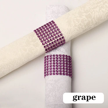 grape 6 шт., кольца для салфеток, стулья, пряжки, вечерние свадебные украшения, блестящие украшения, банты со стразами, держатель для салфеток ручной работы - Цвет: grape