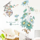 Скандинавские зеленые цветы, настенные наклейки для гостиной, спальни, гардероба, Декор, виниловая ПВХ плитка, настенные наклейки, домашний декор, фрески для крыльца