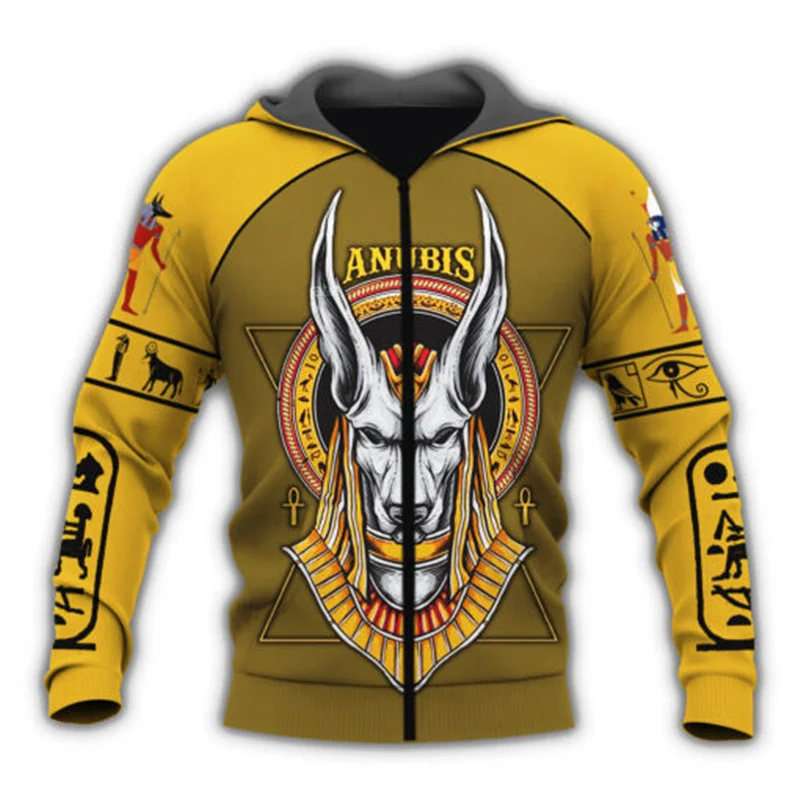 

New Fashion Zipper Hoodie Anubis Art 3D All Over Printed Sweatshirt Unisex Casual Harajuku Hoodie DLL34