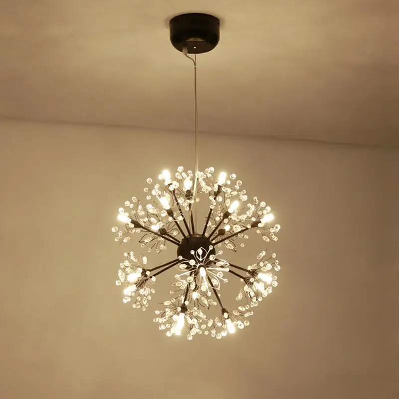 Скандинавский черный дизайн светодиодная лампа роскошная хрустальная люстра