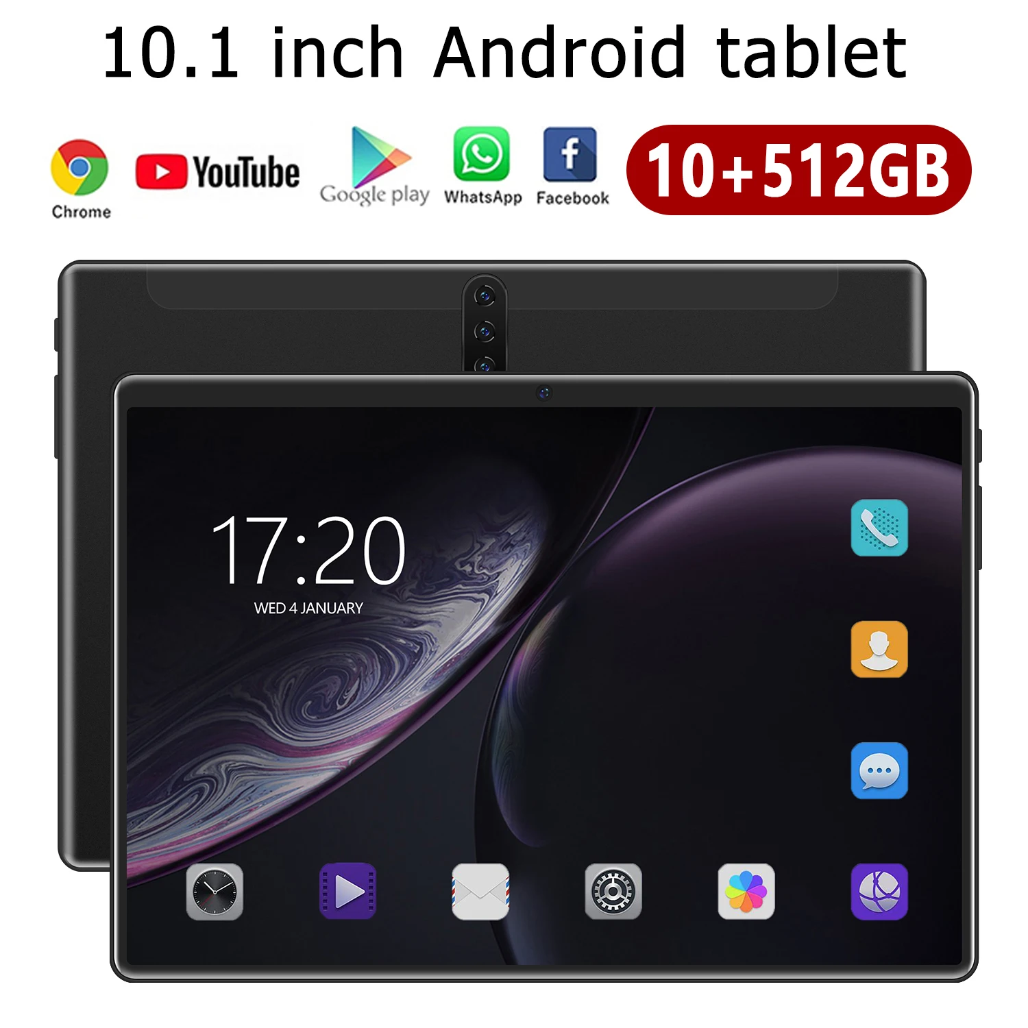 

2021 New Tablet High Quality 10.1 Inches / 10G+512G /Android 9.0 /WiFi+GPS/dual Card 3 Camera/110 Core/ 4G WiFi 18T Call Phone