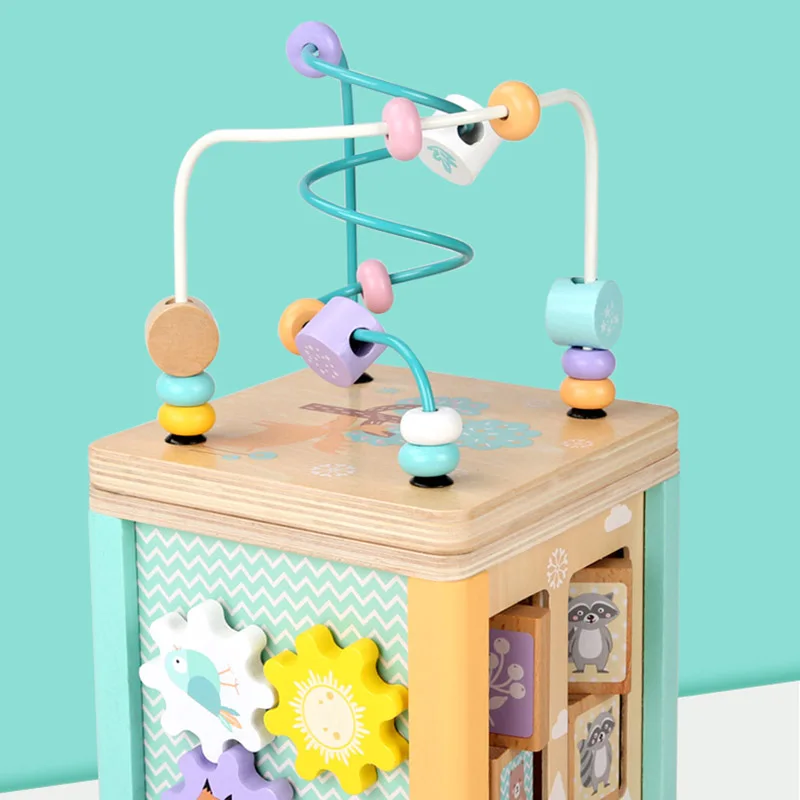 

Детские игрушки, деревянный лабиринт Монтессори с бусинами, игрушка с распознаванием формы, Мультяшные часы, Обучающие Детские игрушки для ...