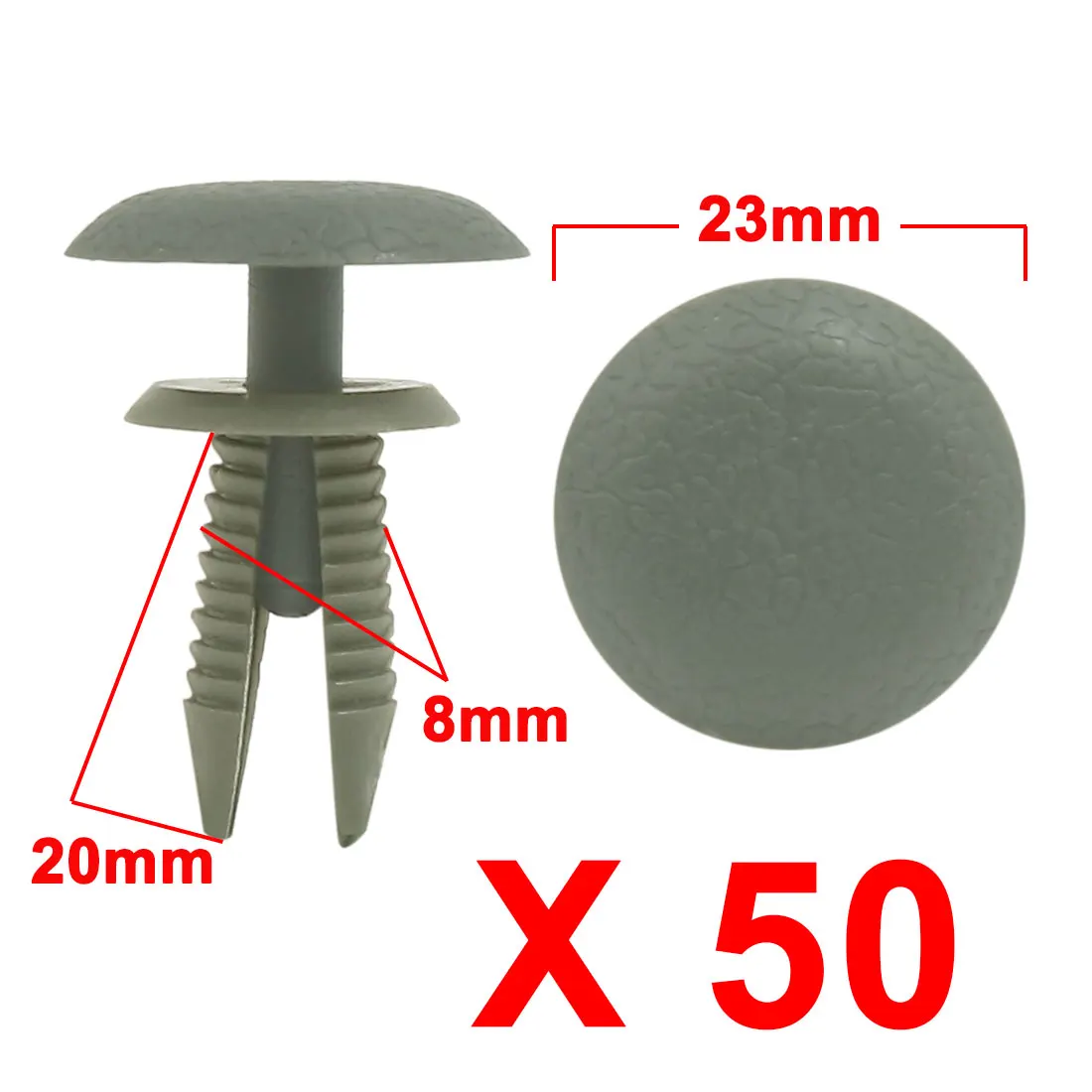50pcs Gray Car Bumper Door Trim Fender 8mm Hole Plastic Push in Rivet Fastener | Автомобили и мотоциклы