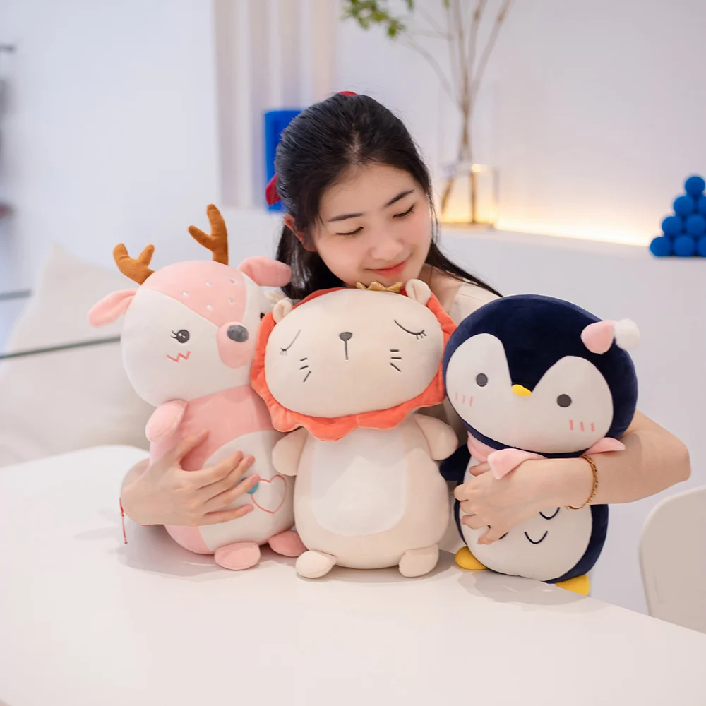 

35cm Lovely Animal Toys Penguin Lion Deer Plush Toys Cute Soft Stuffed Pillow Dolls Children Kids Girls Birthday Xmas Gifts