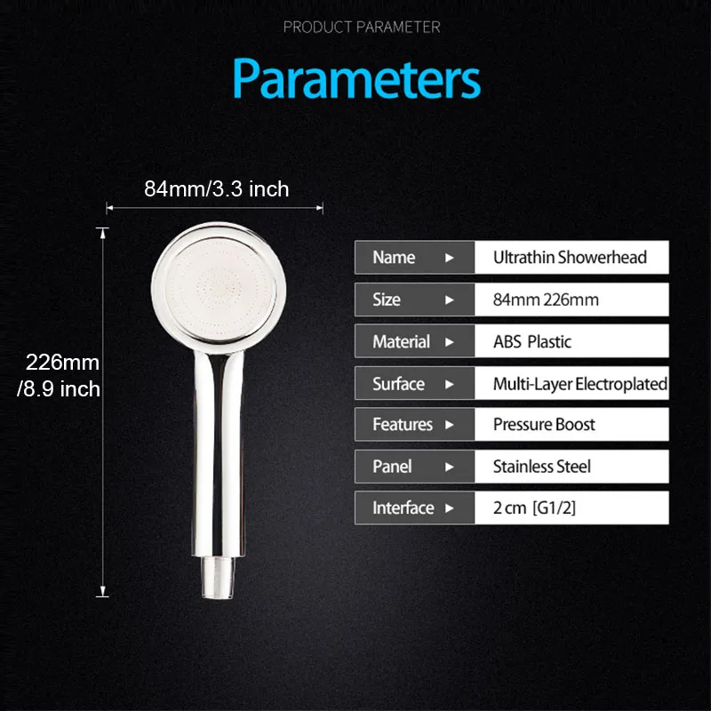 

D5 High Pressure Water Saving Rainfall Shower Head Bathroom Accessories ABS Chrome Holder Showerhead Bathroom Shower Accessories