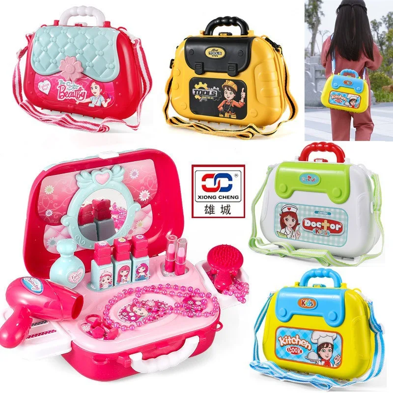 Children Pretend Play Toy Educational Toys Simulation Kitchen Makeup Doctor Tools Backpack Family Toy Girl Playhouse Toy Kids Gi