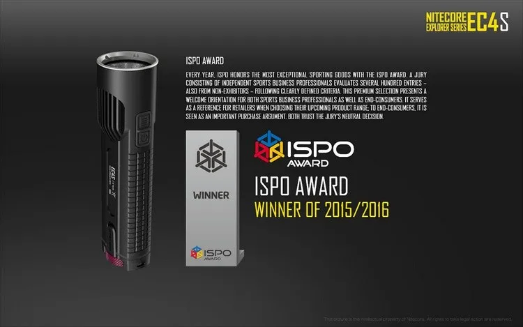 NITECORE EC4S ручной светильник для вспышки CREE XHP50 Макс. 2150 люмен луч бросок 280 м наружный фонарь поисково-спасательный Тактический светильник