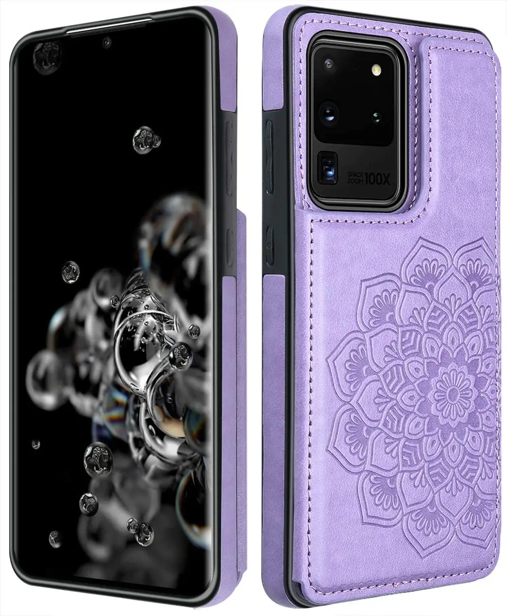 

Phone Case for Samsung Galaxy S20 Ultra Case Card Holder Flower Magnetic Back Flip Case for Samsung S20 Ultra 5G Wallet Case Men
