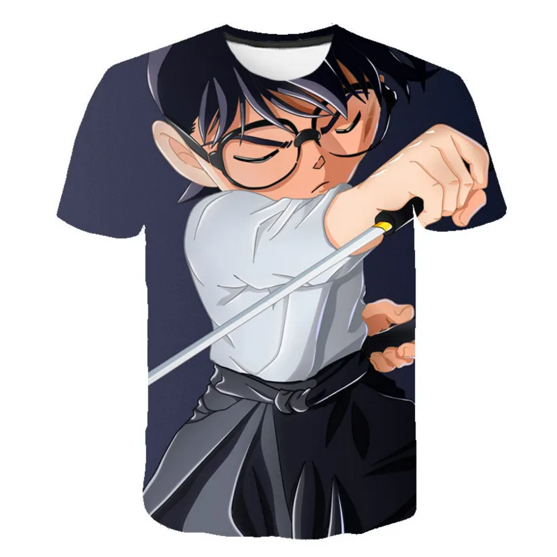 

2021 Summer Children's Anime Detective 3D Printing T-shirt Boys and Girls Casual Tops Short Sleeve T-shirts