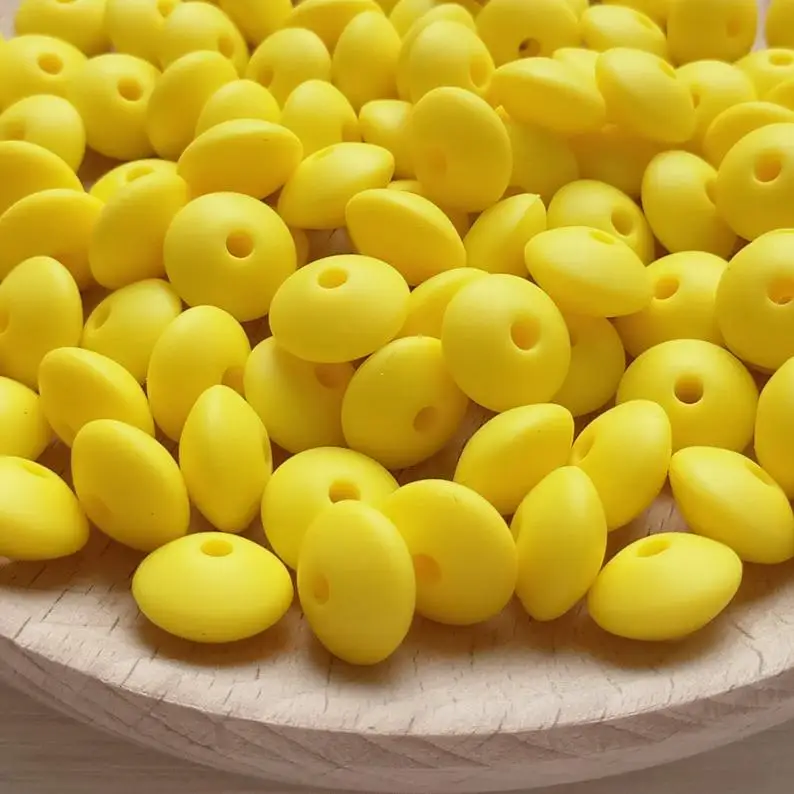 

100PCS Bright Yellow Saucer Silicone Teething Beads Saucer Beads BX17